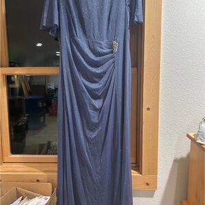 SLNY Glittering Blue Maxi Dress